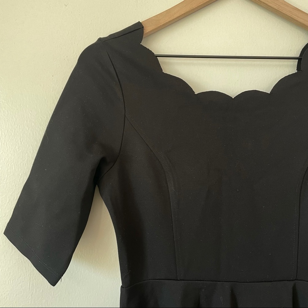 Lulus Tip the Scallops Black Scalloped Scoop Neck Skater Dress - Picture 4 of 8